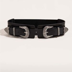 Black Double Buckle Belt